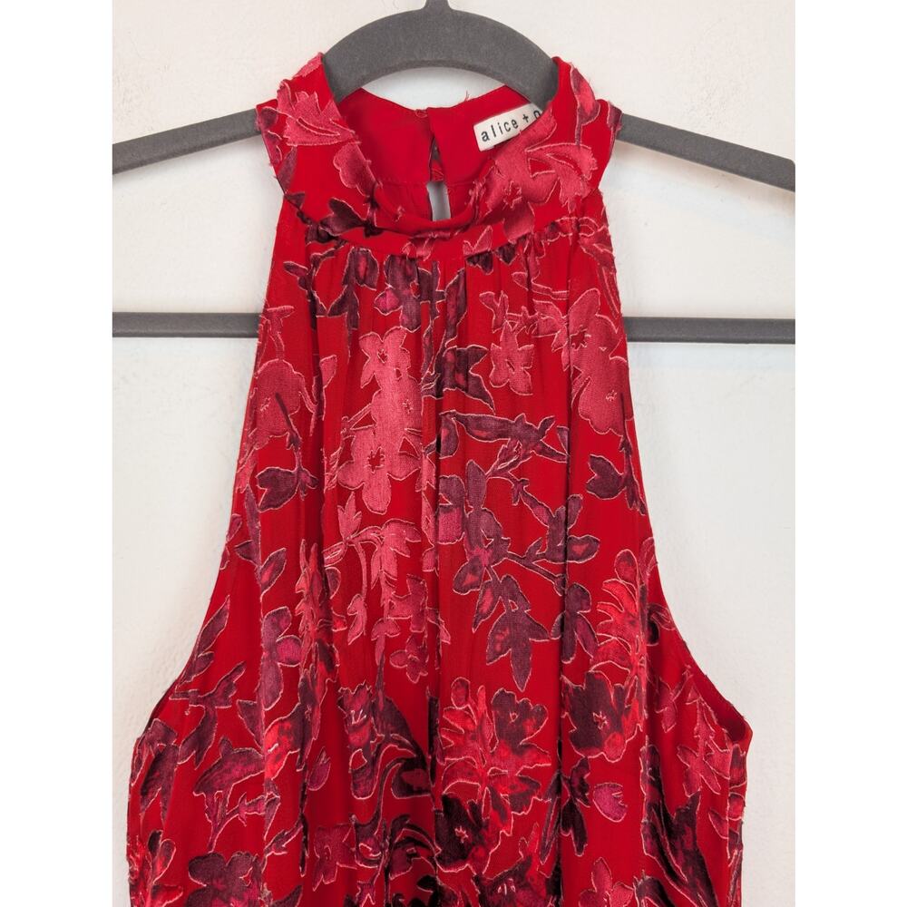 Alice + Olivia Kinsley Top Halter Silk Velvet Whimsigoth Fairy Grunge Red Size S - Picture 3 of 13